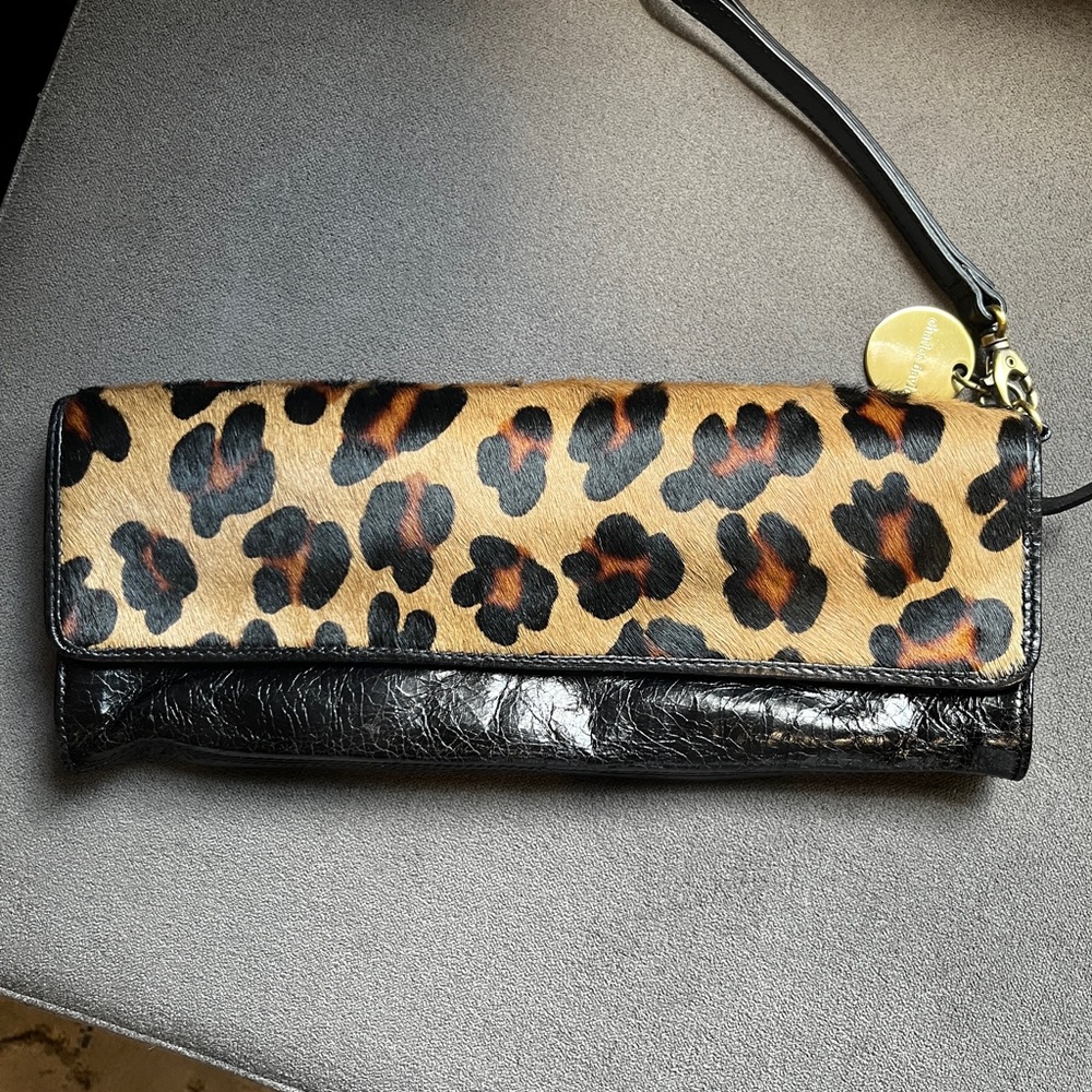Charles David Brown and Black Leopard Print Clutch